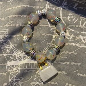 Colorful Handmade Beaded Bracelet with Purse Charm